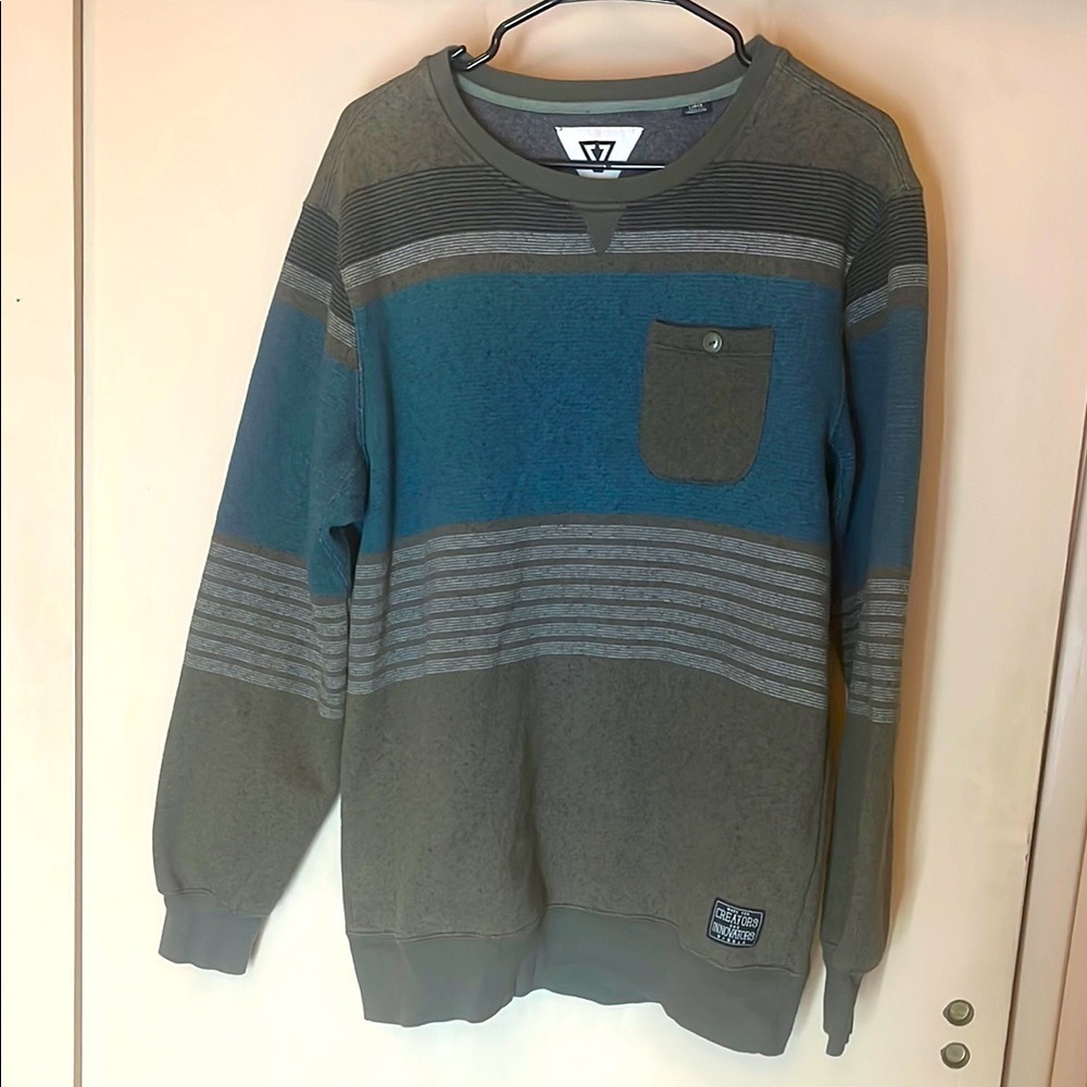 VISSLA Men's Crewneck Sweater sweatshirt- Teal and green size large preowned